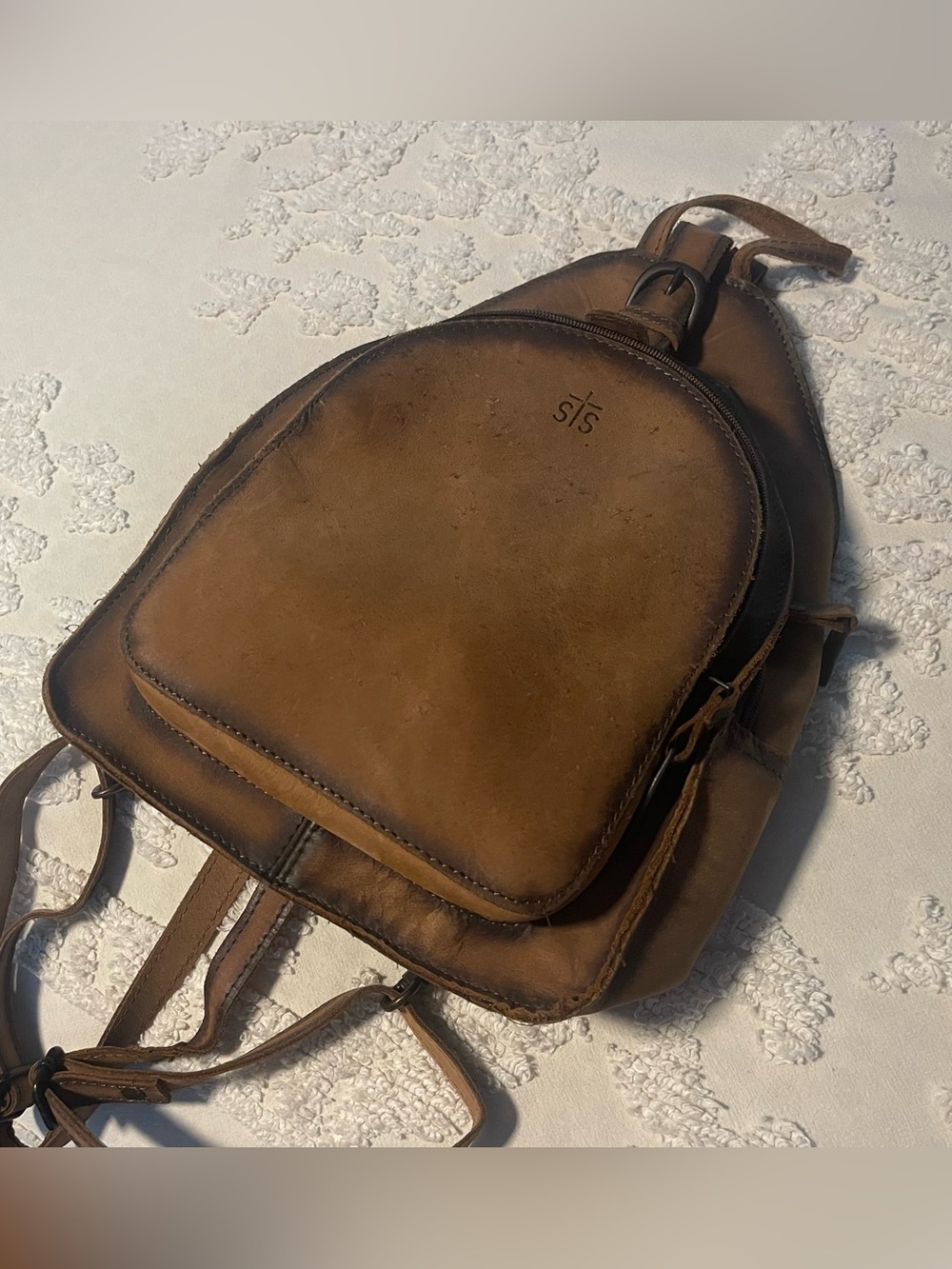 STS Ranchwear Rustic Tan Leather Sling Backpack